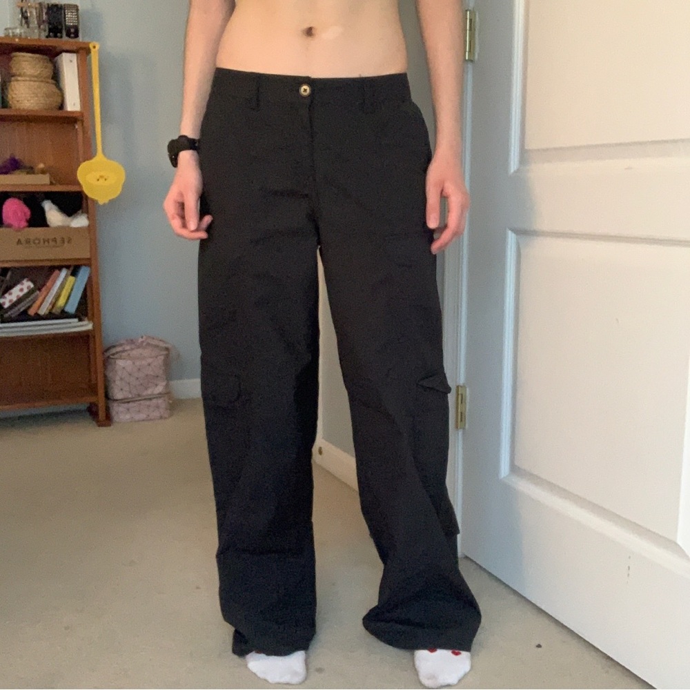 black wide leg cargo pants by wild fable